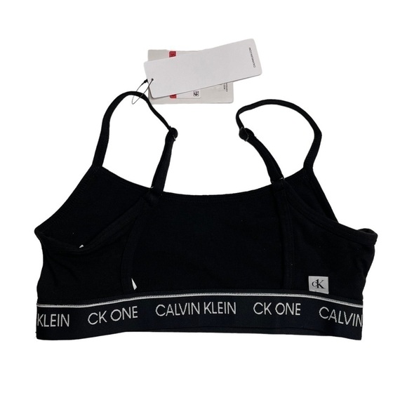 Calvin Klein CK One Bralette Unlined Cotton Blend Black White XS New - Picture 4 of 8
